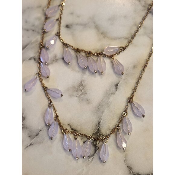 Vintage Avon Gold-Tone Necklace With Pink Glass Beads - Picture 2 of 3